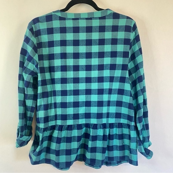 Vineyard Vines Plaid Peplum Button Down Shirt Size 12 - Picture 9 of 11